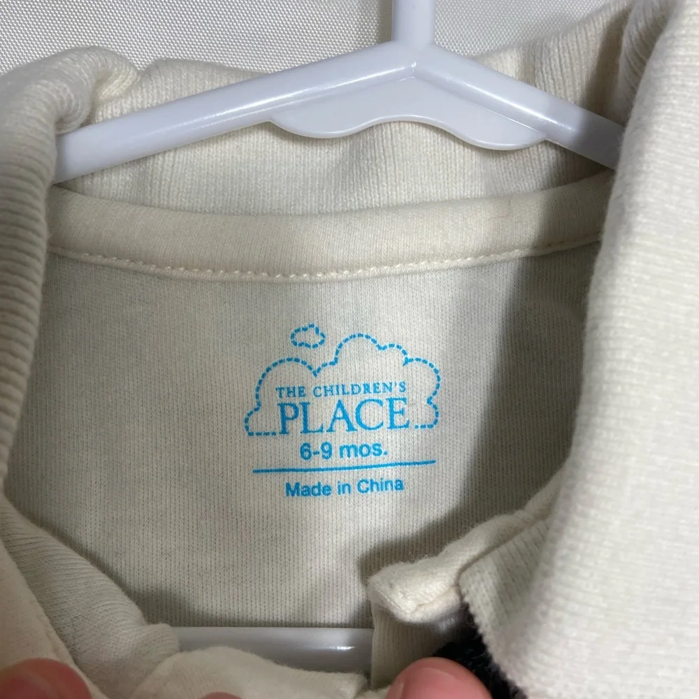 EUC Children’s Place baby boy’s cream long sleeve knit sweater vest onesie‎ set